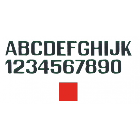 Rote Buchstaben und Zahlen mm.100