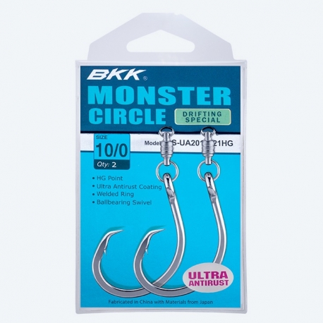 BKK Monster Circle Drifting Special Haken Nr.6/0 mit 160LBs Wirbel
