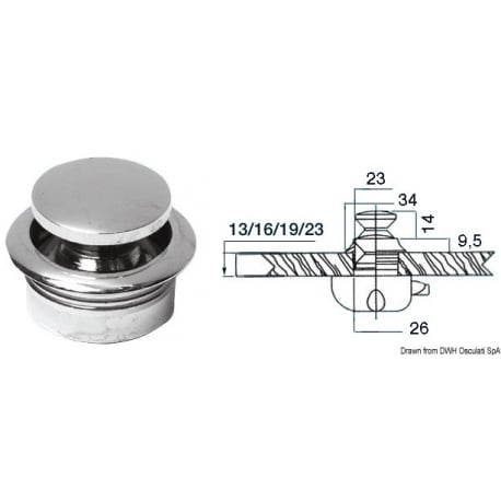 Knopf mit verchromtem Messingring 18779