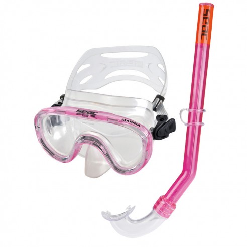 Maschera e boccaglio Marina SLT + Seac Z rosa per bambini - Seac