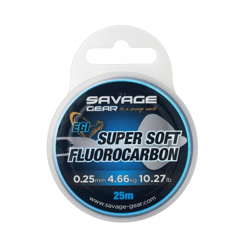 Savage Gear Super Soft FC EGI 0.29MM 100% Fluorocarbon Rosa da Eging 25M